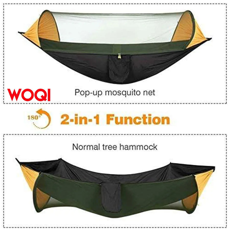 Hamac de camping avec moustiquaire – Sangles et mousquetons inclus