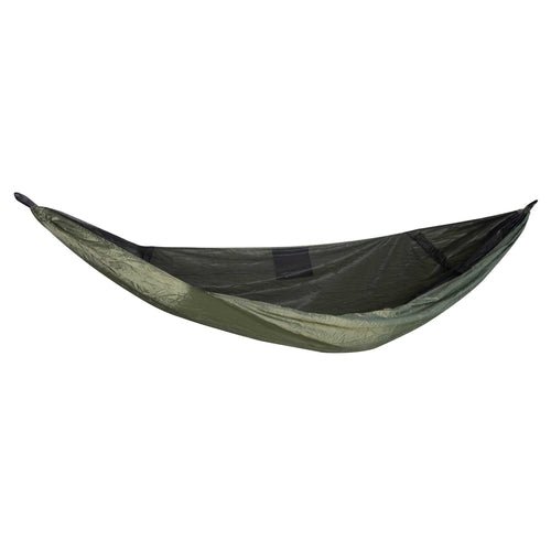 Grey Erebus camping hammock with mosquito net for outdoor adventures and insect protection