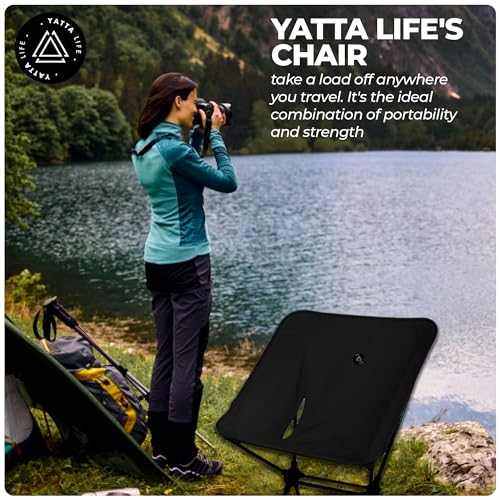 Yatta Life portable camping seat with sturdy design, perfect for outdoor photography and relaxation
