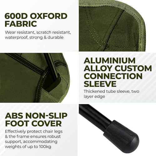 Durable portable camping seat made from 600D oxford fabric with non-slip foot cover