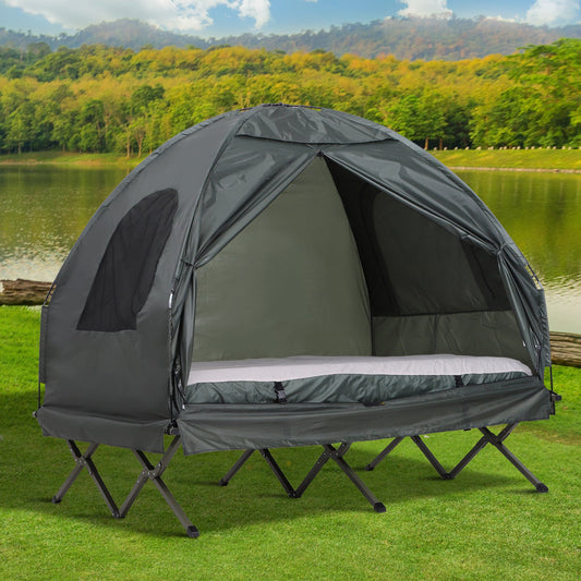 Portable tent cot with air mattress – all-in-one camping bed