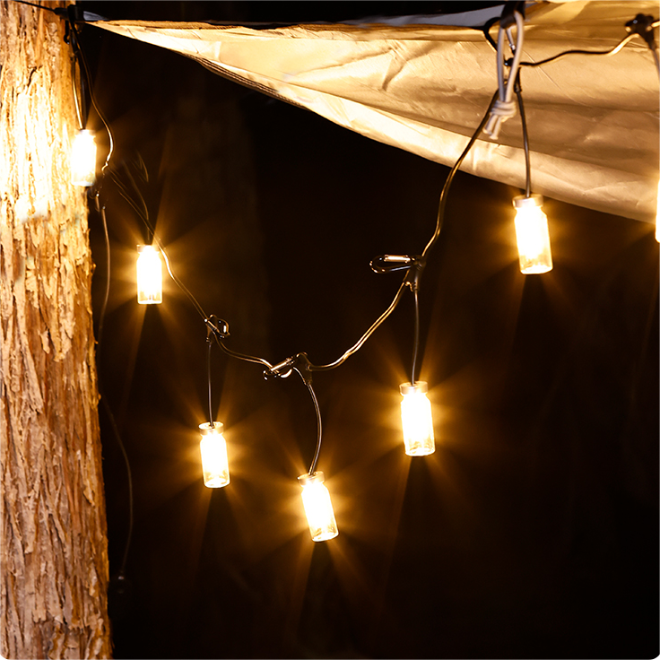 LED string light 4.4 m – warm light for camping tent