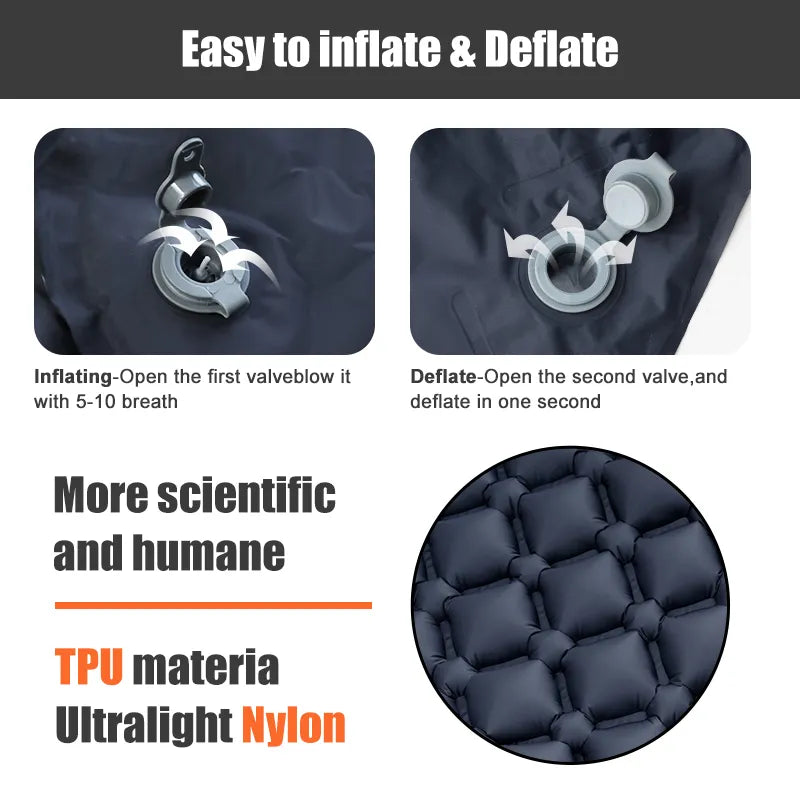 Inflatable Camping Sleeping Pad with Pillow – Compact Ultralight 1.2 lb