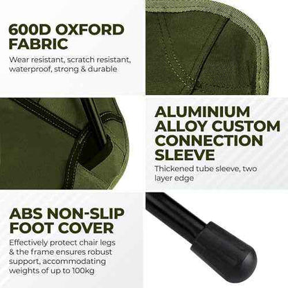 Durable portable camping seat made from 600D oxford fabric with non-slip foot cover